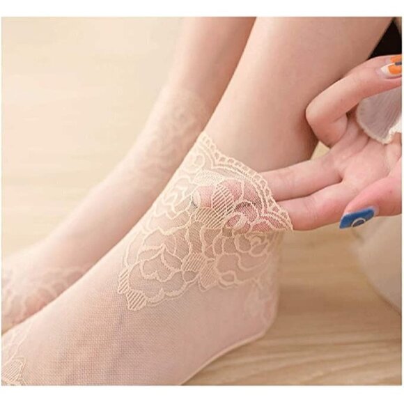 LADIES Socks Lace Short Ankle Stockings Socks Boots Heels Anklet Dress NWT - Picture 3 of 9